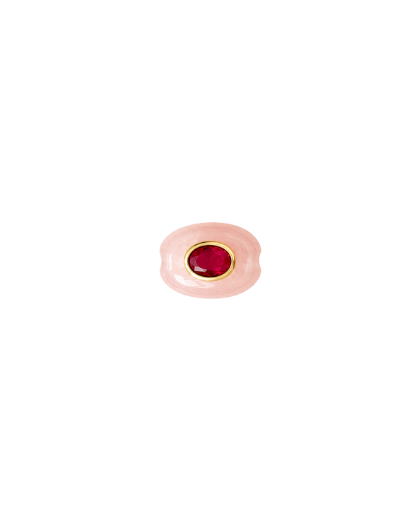Charm para cadena rígida con cuarzo rosa natural y baño de oro 18K