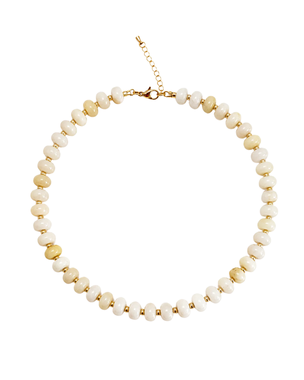Candy Unicolor Necklace con cuarzo blanco natural y baño de oro 18K