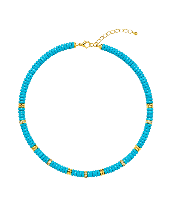 Collar Puca Luxe con turquesa natural y baño de oro 18K