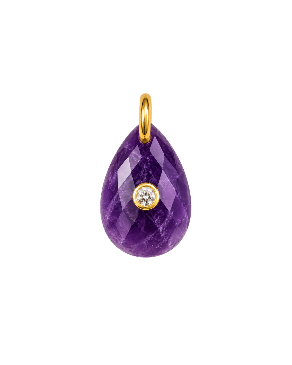 Luna Round Natural Stone Charm Amatista