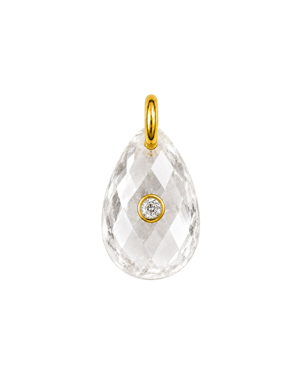 Charm Luna Round con piedra luna blanca natural y baño de oro 18K