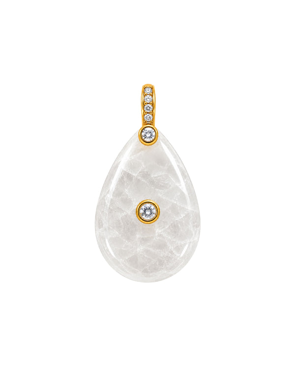 Charm gota con piedra luna blanca natural y baño de oro 18K