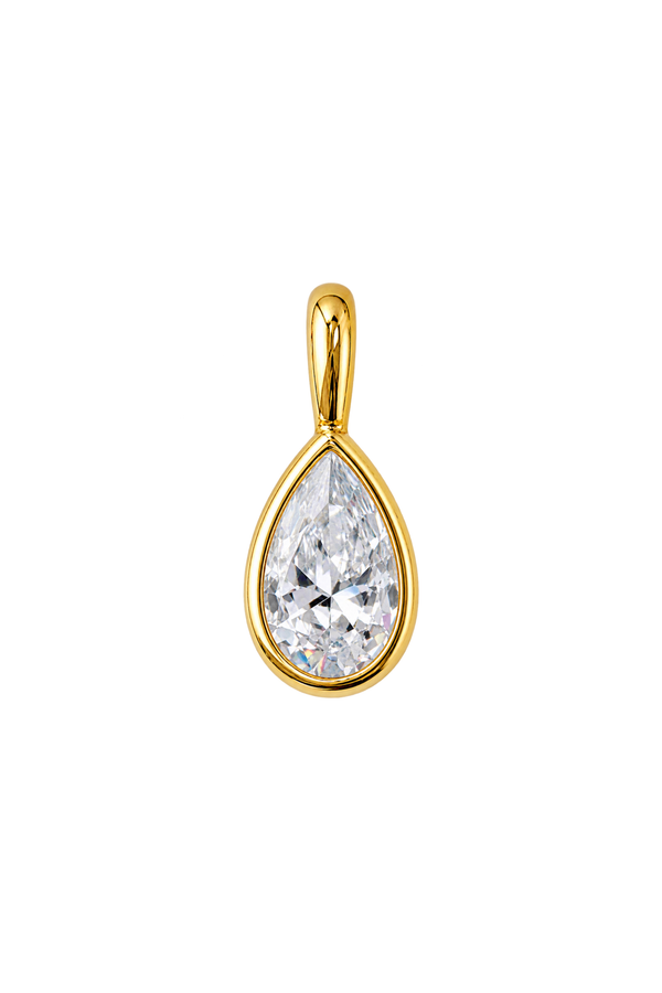 Charm liso de lágrima con baño de oro 18K
