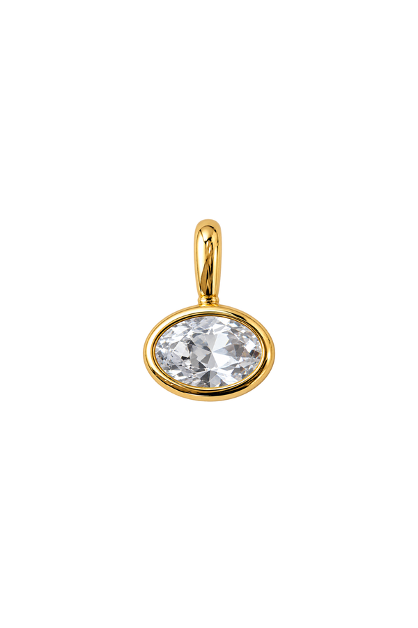 Charm liso ovalado con baño de oro 18K