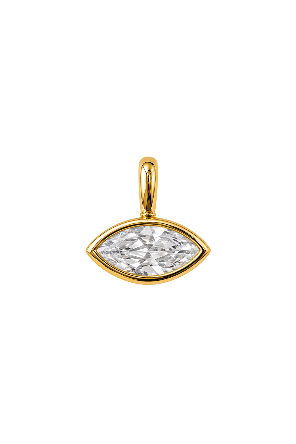 Charm liso marquise con baño de oro 18K