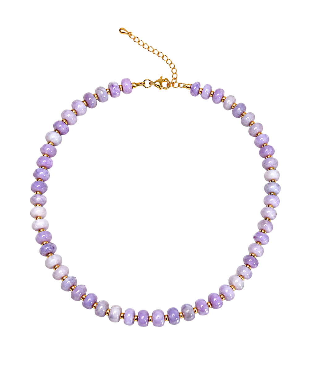 Candy Unicolor Necklace con cuarzo morado natural y baño de oro 18K