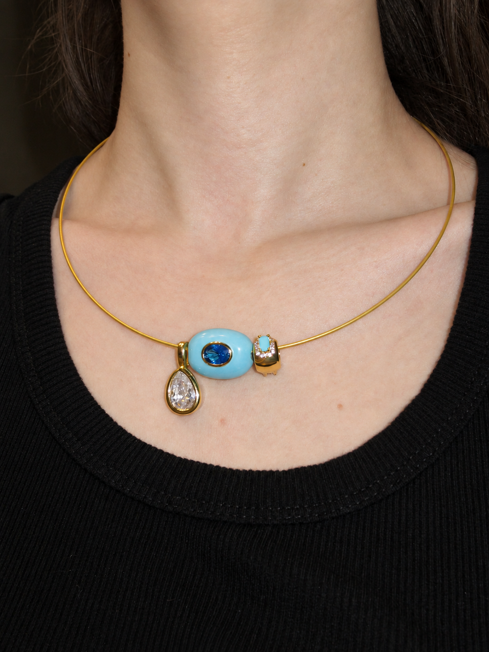 Gemstone Pass-Through Charm Turquesa