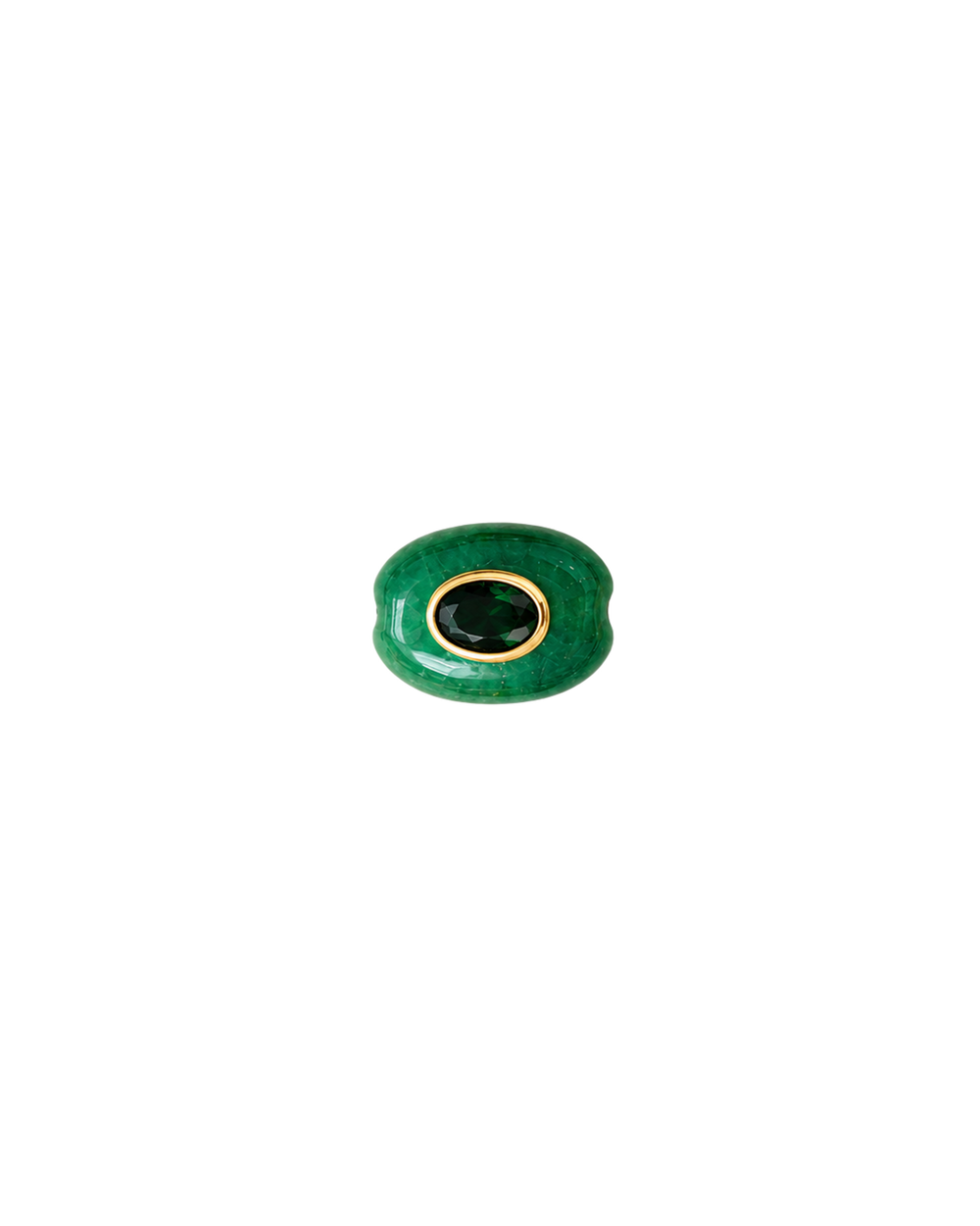 Charm para cadena rígida con ágata verde natural y baño de oro 18K