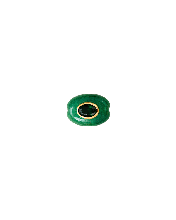 Charm para cadena rígida con ágata verde natural y baño de oro 18K