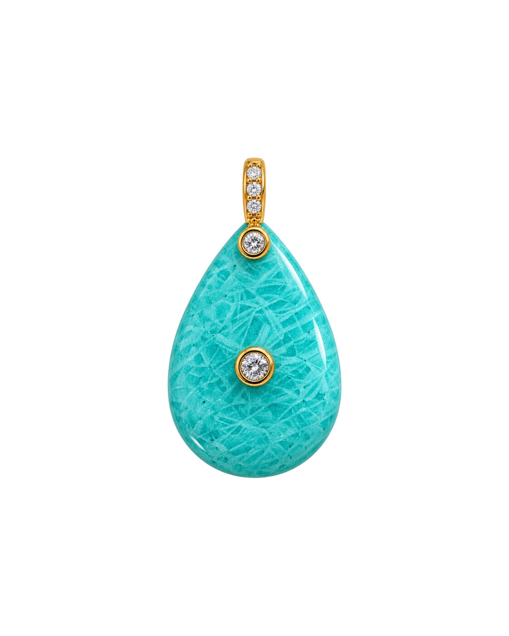 Charm gota con aventurina verde natural y baño de oro 18K