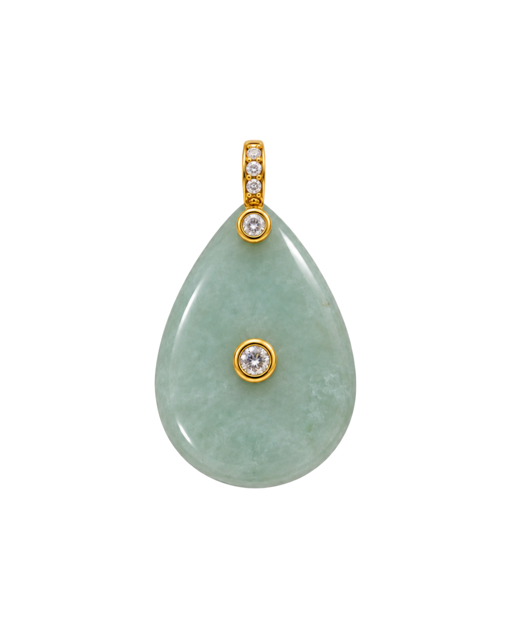 Natural Stone Teardrop Charm Calcedonia Verde