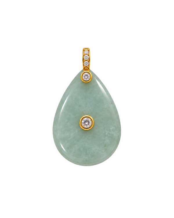 Natural Stone Teardrop Charm Calcedonia Verde