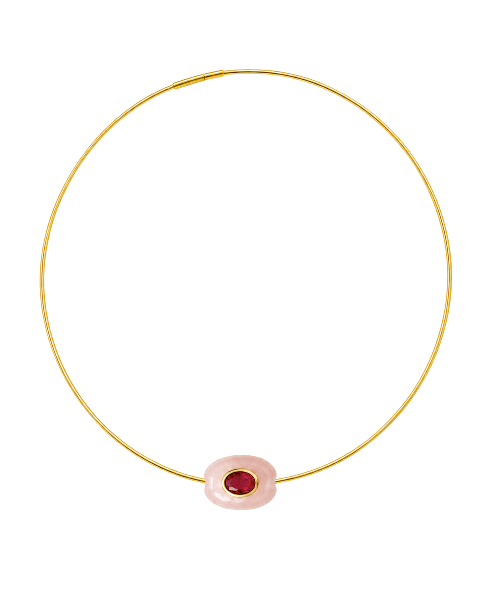 Gemstone Pass-Through Charm Cuarzo Rosa